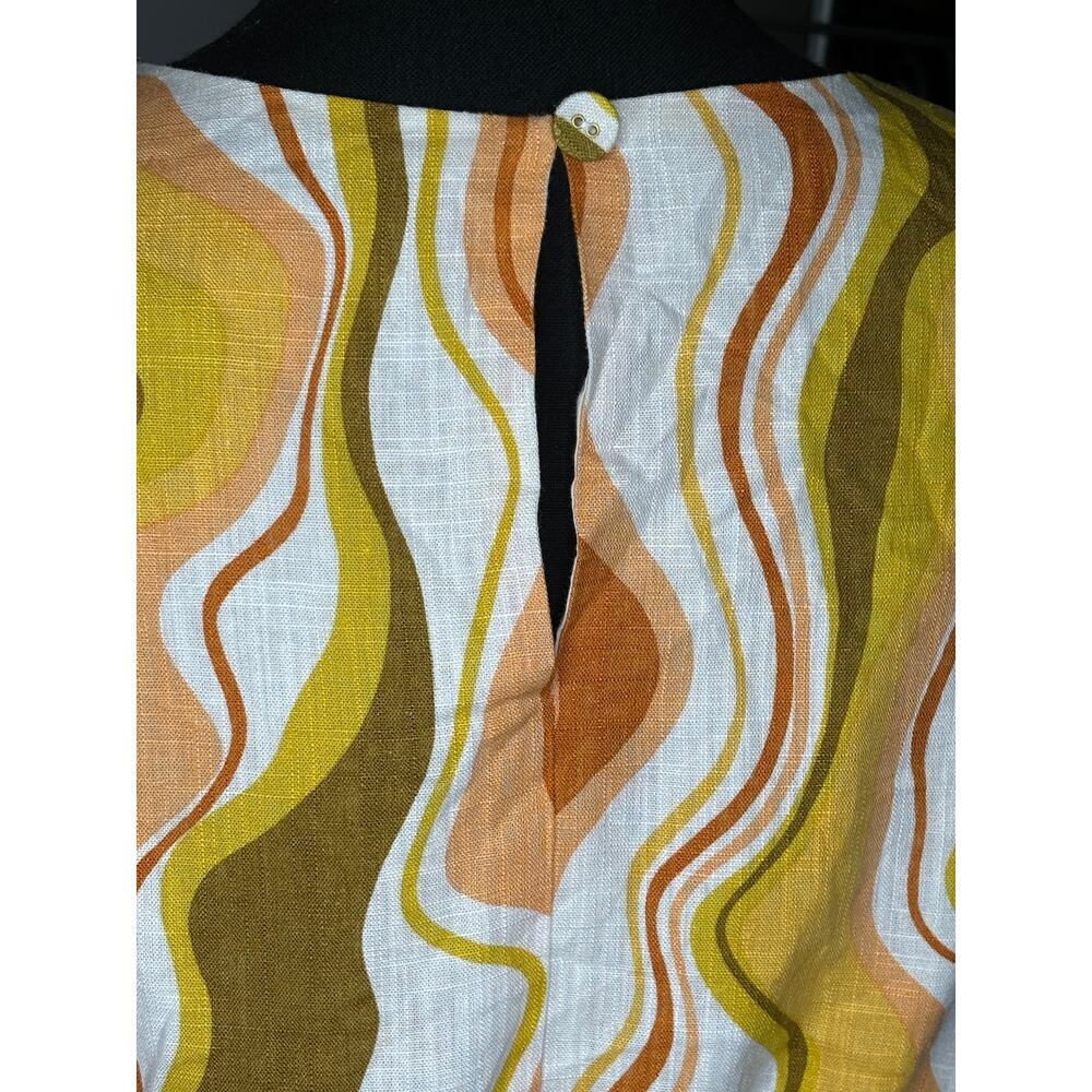 MINKPINK NWT Ziggy 70s Cut Out Midi Dress Size M Abstract Print Viscose Linen - Picture 7 of 12